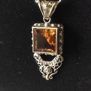 Elegant Silver and Brownish Morganite Pendant Necklace